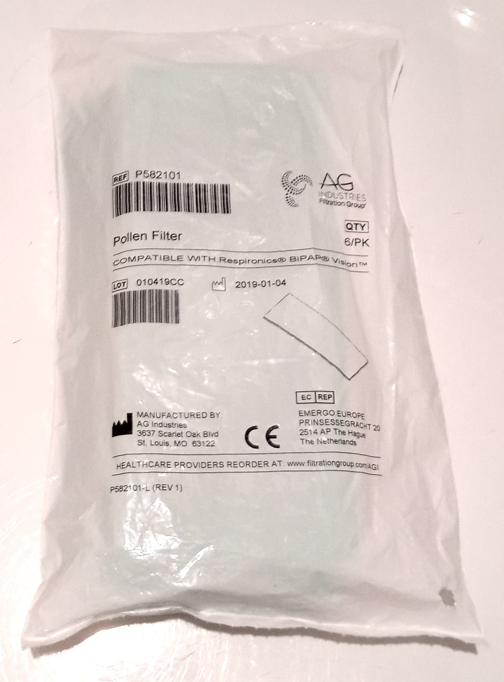Respironics P582101 Pollen Filter 6-Pak